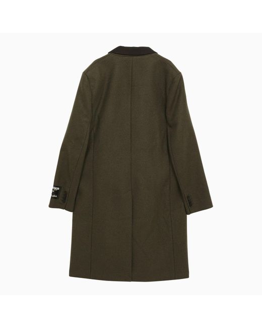 Acne Green Single-Breasted Wool-Blend Military Coat for men