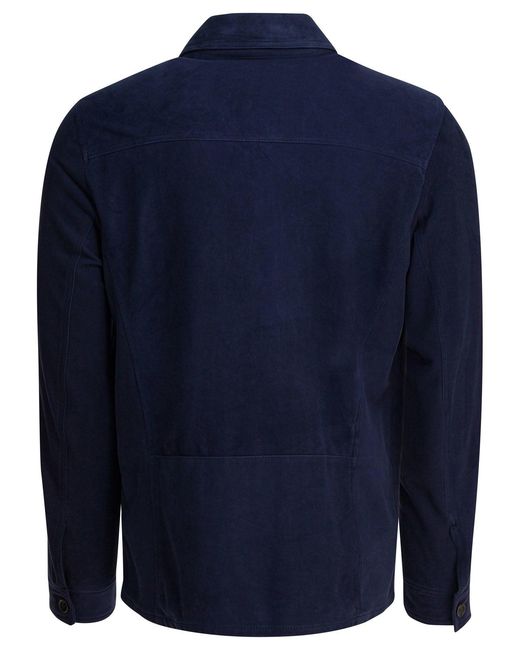 Altum Blue Suede Overshirt Jacket Jackets And Coats