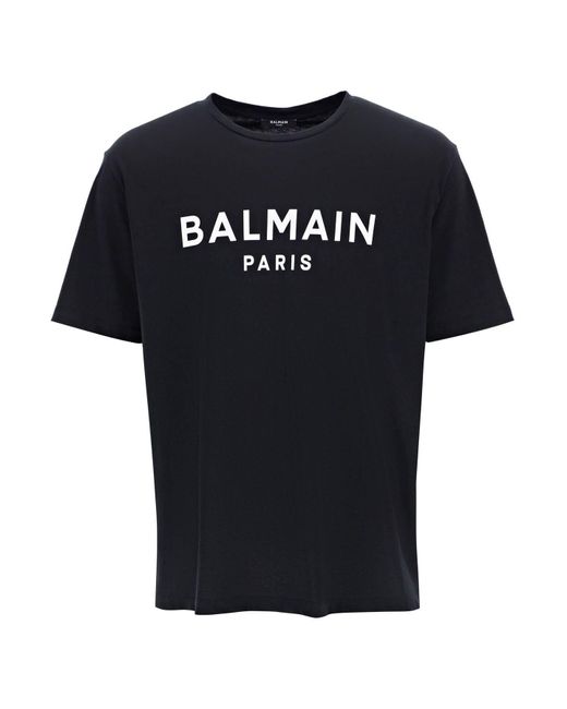 T-Shirt Stampa Logo di Balmain in Black da Uomo