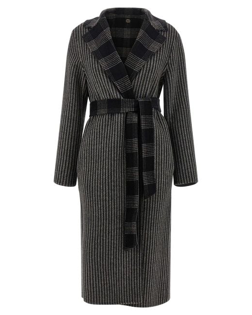 Twinset Black Reversible Coat With Double Cloth