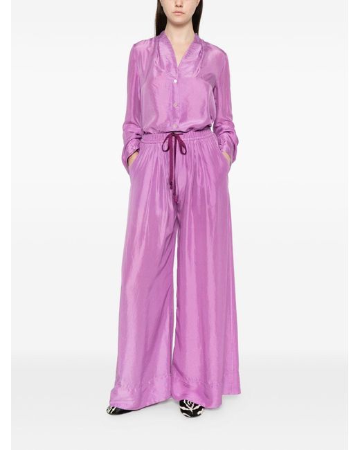 Forte_forte Purple Silk Drawstring Trousers