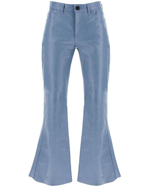 Pantaloni In Pelle Svasati di Marni in Blue