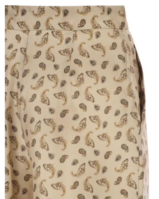 Max Mara Natural Mstfuxia – Silk Palazzo Trousers With Paisley Print