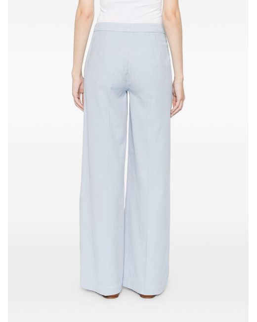 Via Masini 80 White Trousers Cotton