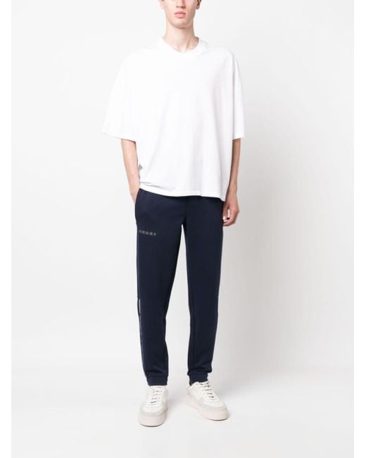 EA7 Blue Logo-print Track Pants for men