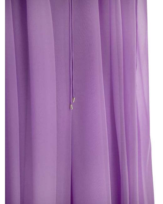 Max Mara Purple Footing Silk Chiffon Flared Dress