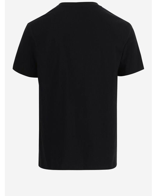 Versace Black Cotton T Shirt With Logo Print for men