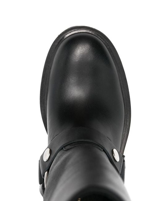 Golden Goose Deluxe Brand Black Distressed Leather Kurt Boots With Accents