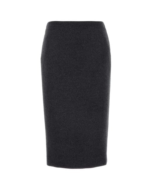 Gucci Black Charcoal Wool Blend Skirt