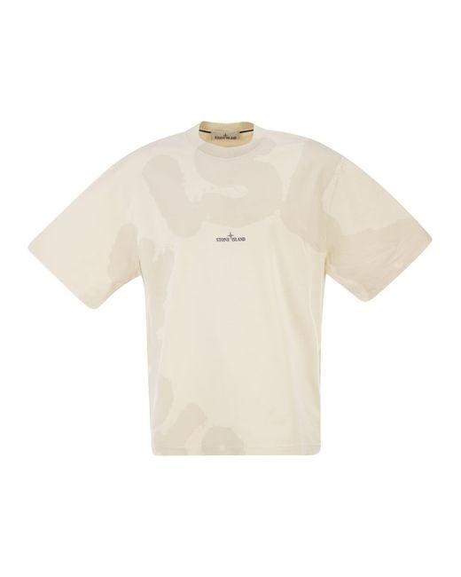 Stone Island White Regular Fit T Shirt With 'Whirlwind Type' Print