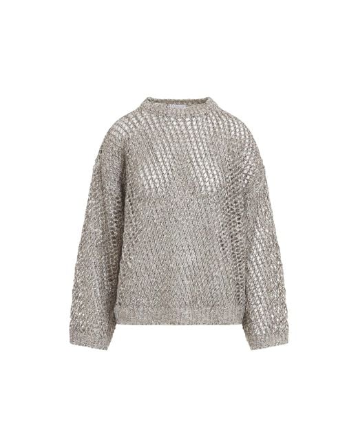 Brunello Cucinelli Gray Fish-Net Sweater