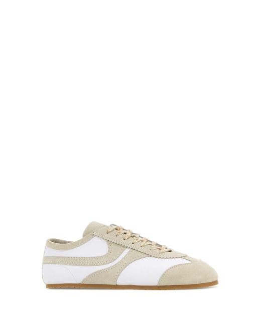 Dries Van Noten White Two-Tone Leather Sneakers for men