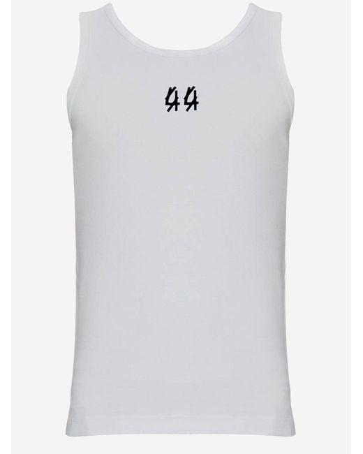 44 Label Group White Stretch Cotton Ribbed Tank Top