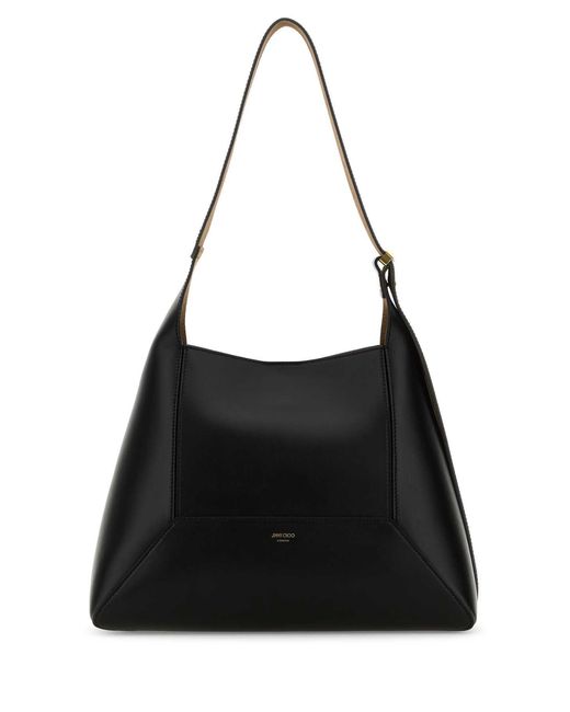 Jimmy Choo Black Leather Diamond Shoulder Bag