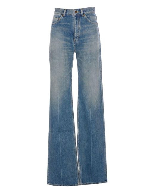 Saint Laurent Blue Flared Leg Cotton Jeans