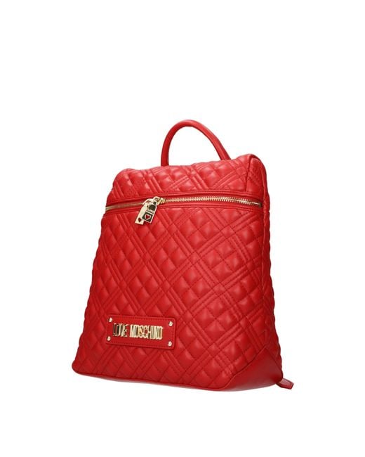 Love Moschino Red Zaini E Marsupi Donna Poliuretano Rosso/Rossetto