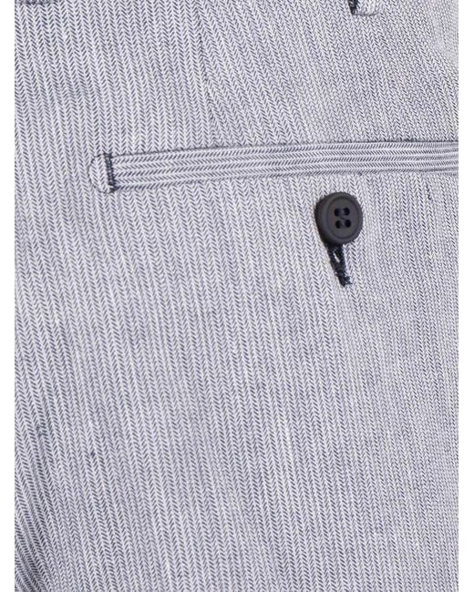 Berwich Blue Ber_Muda Elax Pants Lyocell Linen Cotton Bermuda Short for men