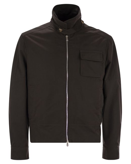 Giacca Di Gabardina Di Cotone Techno Di di Brunello Cucinelli in Black da Uomo