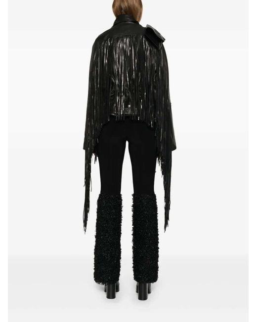 Rick Owens Black Lederjacke mit Fransen