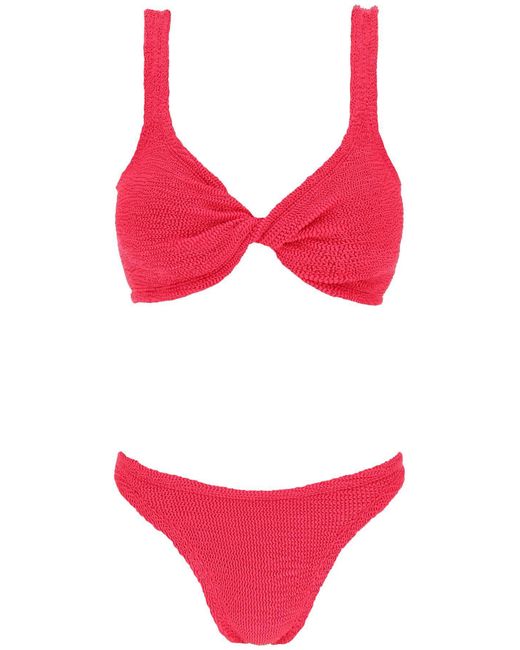 Juno Metallic Effect Bikini Set Hunza G de color Red