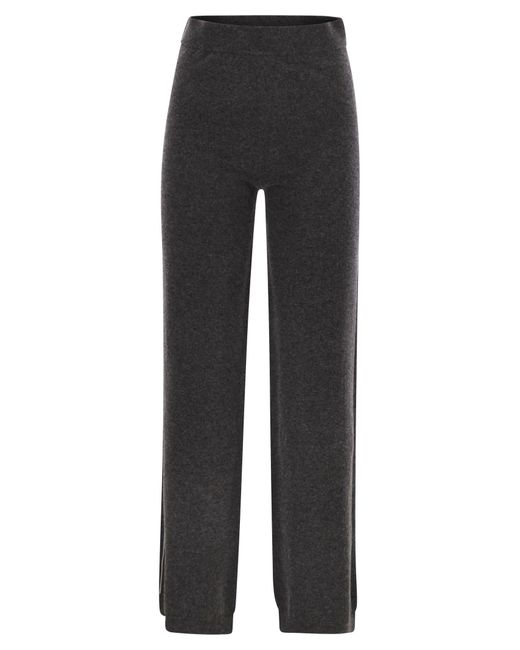 Pantalon en laine cardée, soie et fil en cachemire Peserico en coloris Black