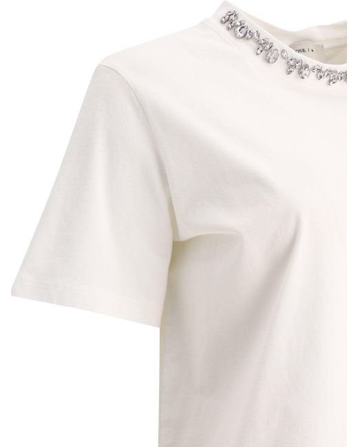 Golden Goose Deluxe Brand White Golden Gans T -Shirt mit Kristallverzierungen