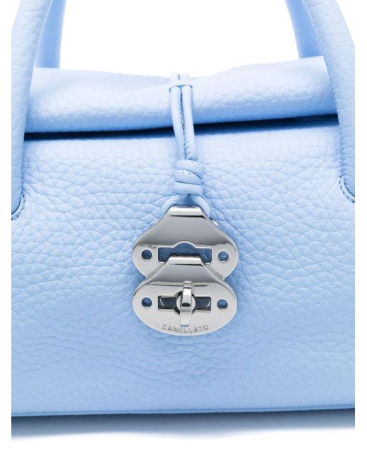 Zanellato Blue Dotta Centauro Small Leather Handbag