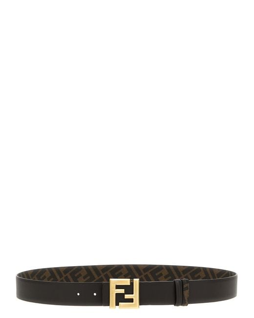Fendi White 'Squared Ff' Reversible Belt for men