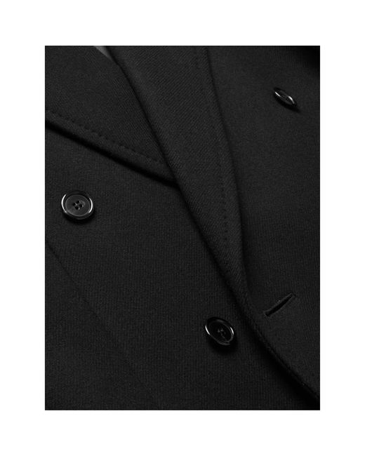 Saint Laurent Double Breasted Wollmantel in Black für Herren