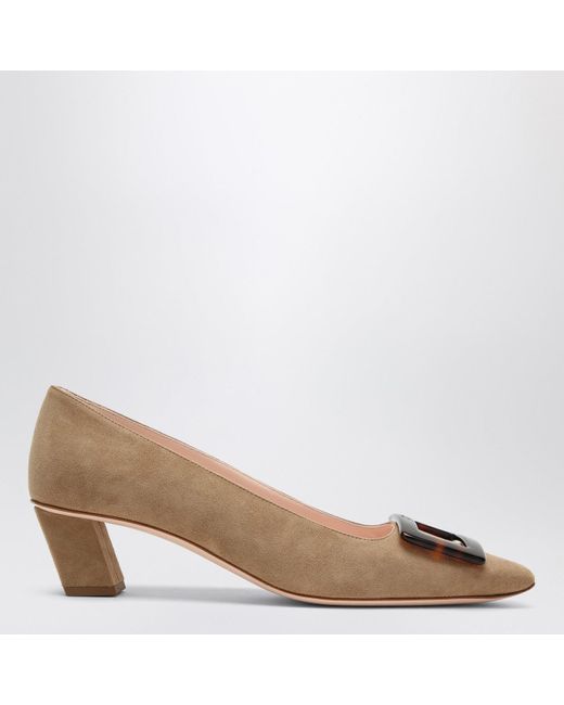 Roger Vivier Brown Belle Vivier Tobacco Suede Décolletté