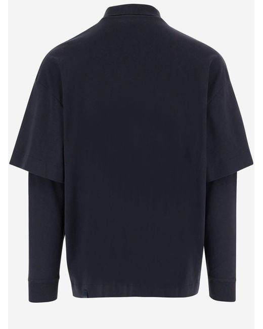 DARKPARK Blue Long Sleeved Cotton Polo Shirt
