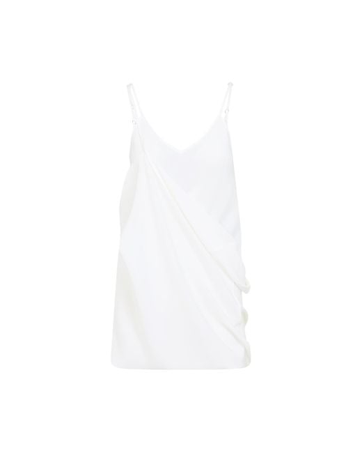 MM6 by Maison Margiela White Draped Silk Mini Dress With Adjustable Straps