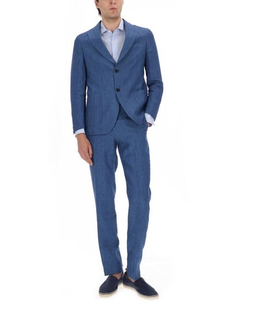 120% Lino Blue Giacca Monopetto