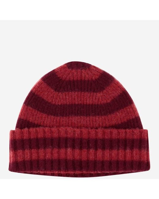 Howlin' By Morrison Red Wool Beanie With Striped Pattern for men