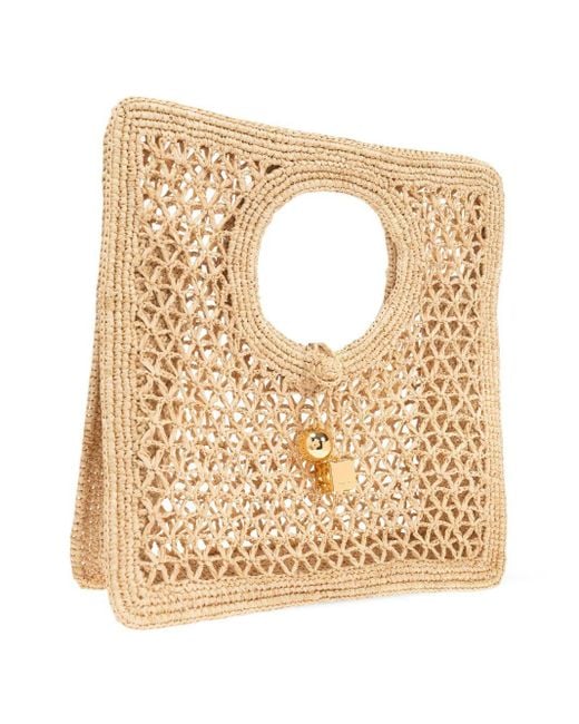 Jacquemus Metallic Le Petit Carre Spiaggia Rafia Handbag