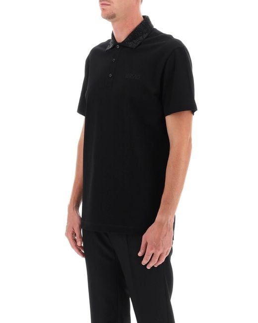 Versace Barocco Silhouette Polo -Hemd in Black für Herren