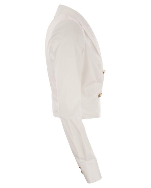 Camisa de algodón de con faja Elisabetta Franchi de color White