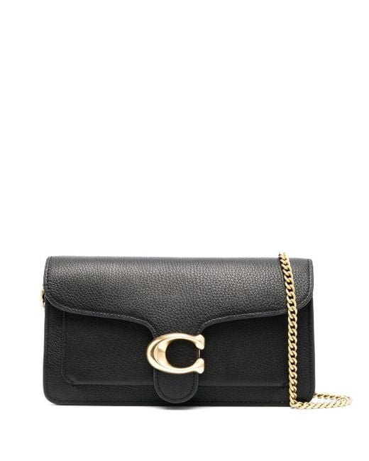 COACH Tabby Chain Leather Clutch in het Black