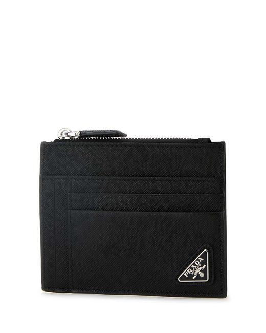 Prada Black Leather Card Holder for men