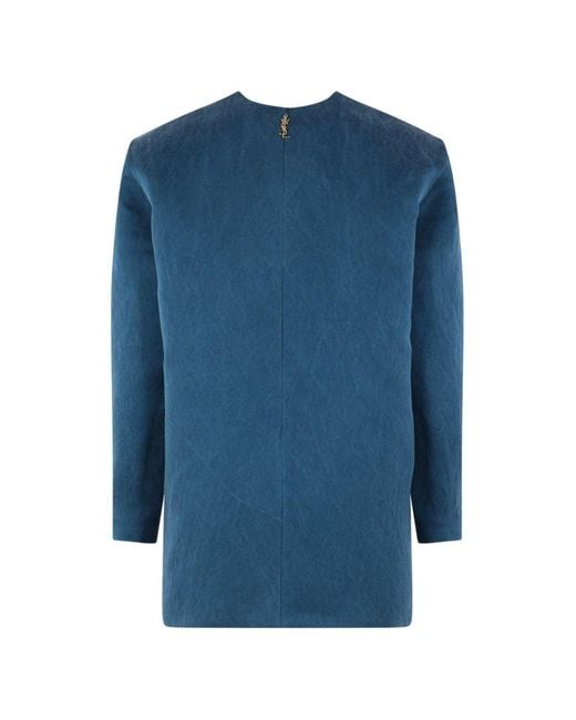Saint Laurent Blue Round Neck Long Sleeves