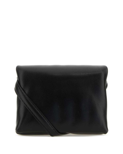 Marni Black Leather Mini Prisma Clutch