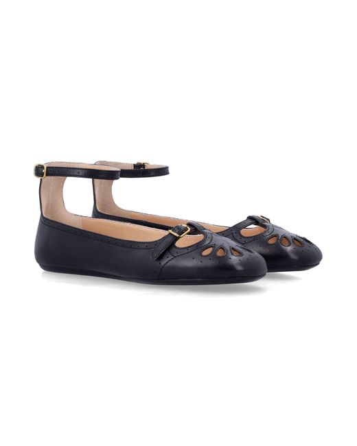 Chloé Blue Misty Lambskin Ballerinas With Buckle