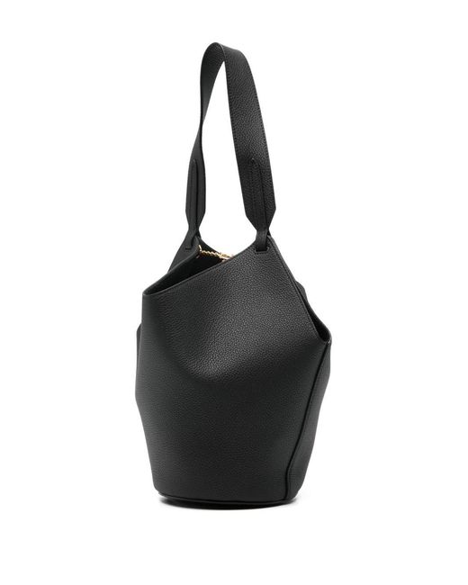 Khaite Black Lotus Mini Leather Bucket Bag