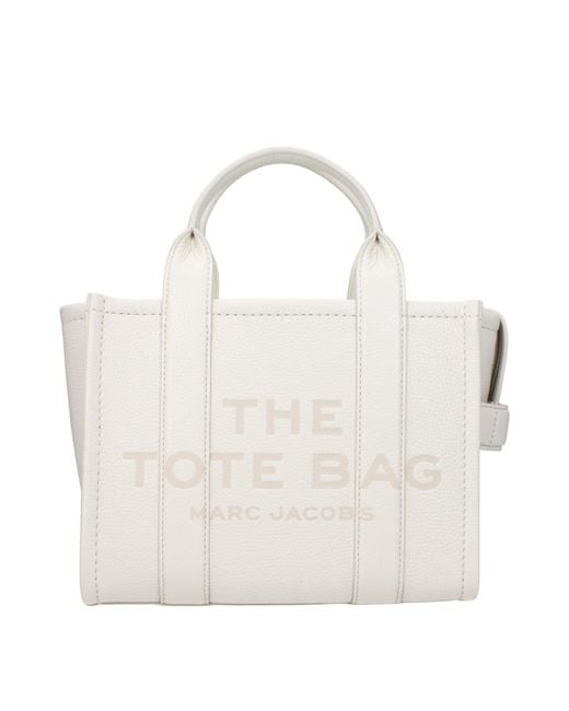 Borse The Tote Leather/Cotton di Marc Jacobs in White