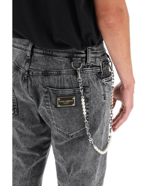 Dolce & Gabbana Lose Jeans mit Schlüsselbund in Gray für Herren
