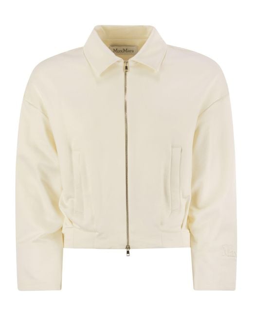 Max Mara Natural Argenta Cropped Silk And Cotton Sweatshirt