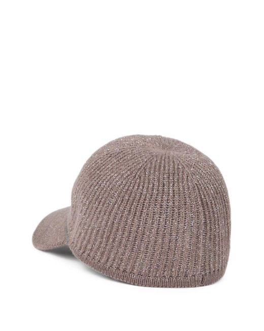 Brunello Cucinelli Brown Cashmere Baseball Cap