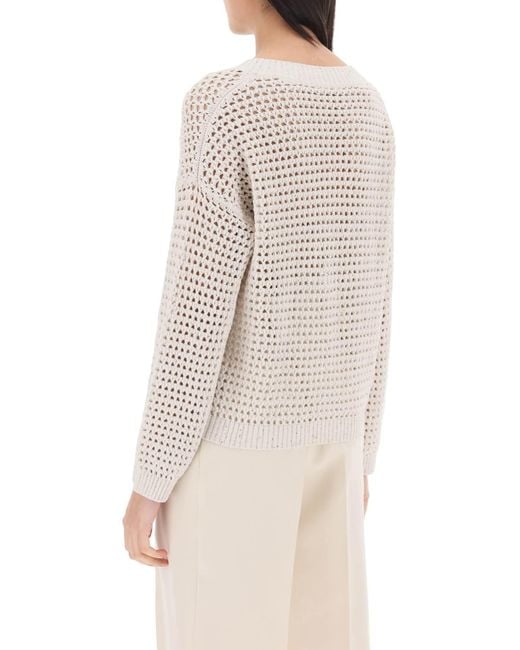 Deslumbrante neto de algodón suéter Brunello Cucinelli de color White