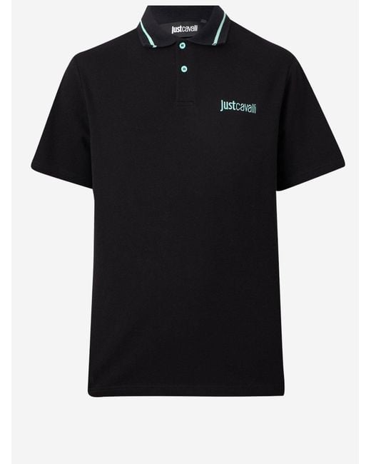 Just Cavalli Black Polo Shirt Cotton for men