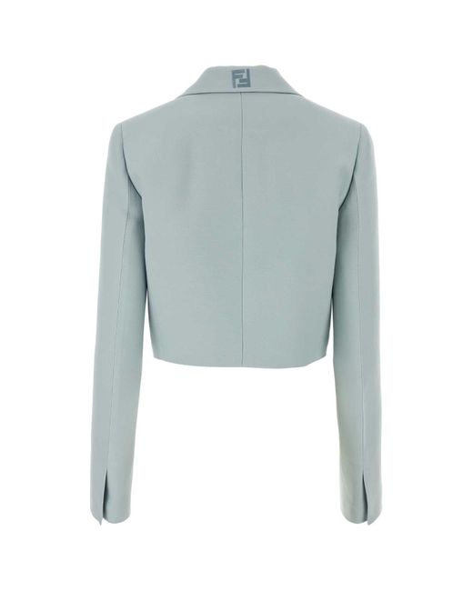 Fendi Blue Powder Wool Blend Blazer